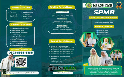 SPMB MTs An-Nur Bululawang Tahun Ajaran 2026/2027 Resmi Dibuka